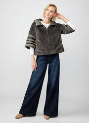 Herno Satin Short Sleeve Faux Fur Jacket