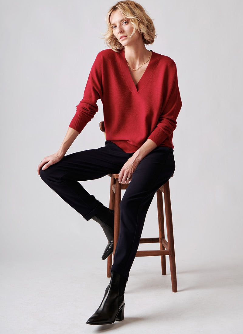 Repeat Knitted V-Neck Wool Sweater