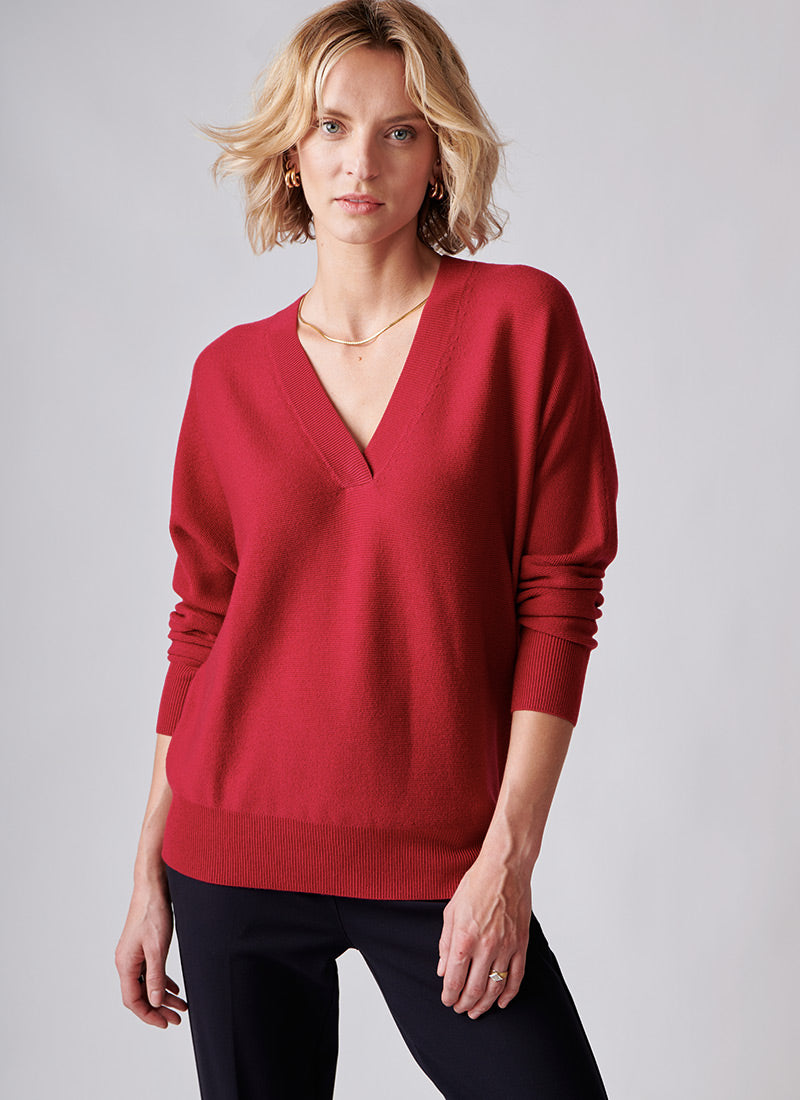Repeat Knitted V-Neck Wool Sweater
