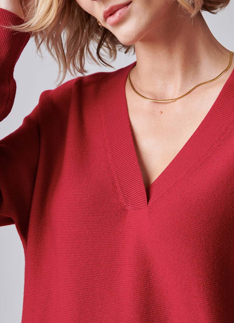 Repeat Knitted V-Neck Wool Sweater