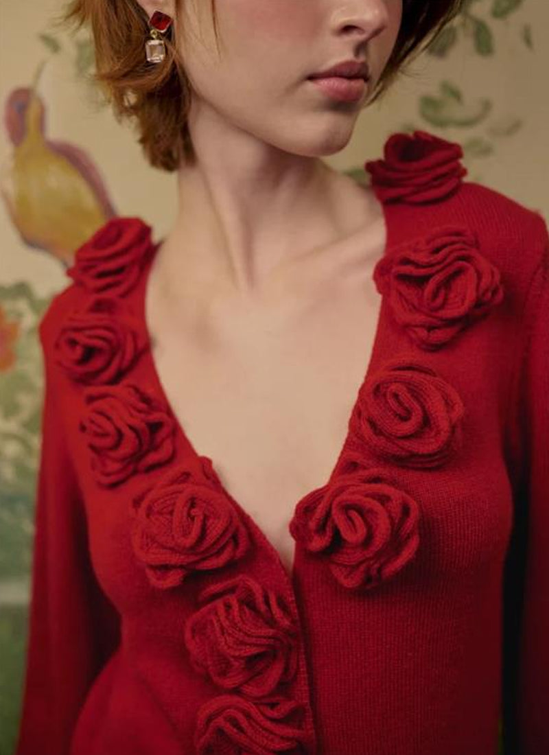 3D Flowers Knit Cardigan