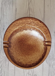 Haute Curature Bertoncello Ceramiche Screziato Tabacco Glaze Sculptured Soft Twist Dish, 1960s-80s