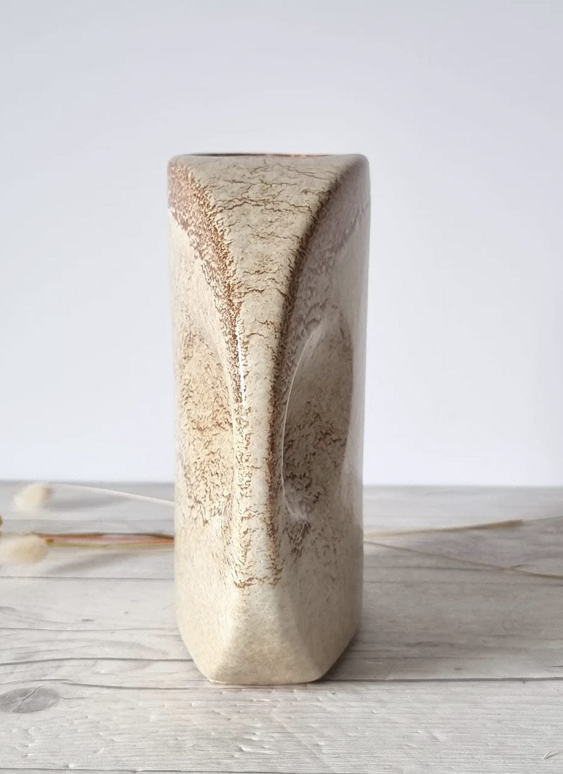 Haute Curature Bertoncello Screziato Havana Glaze Mid-Mod Sculptural Segment Vase, 1960s