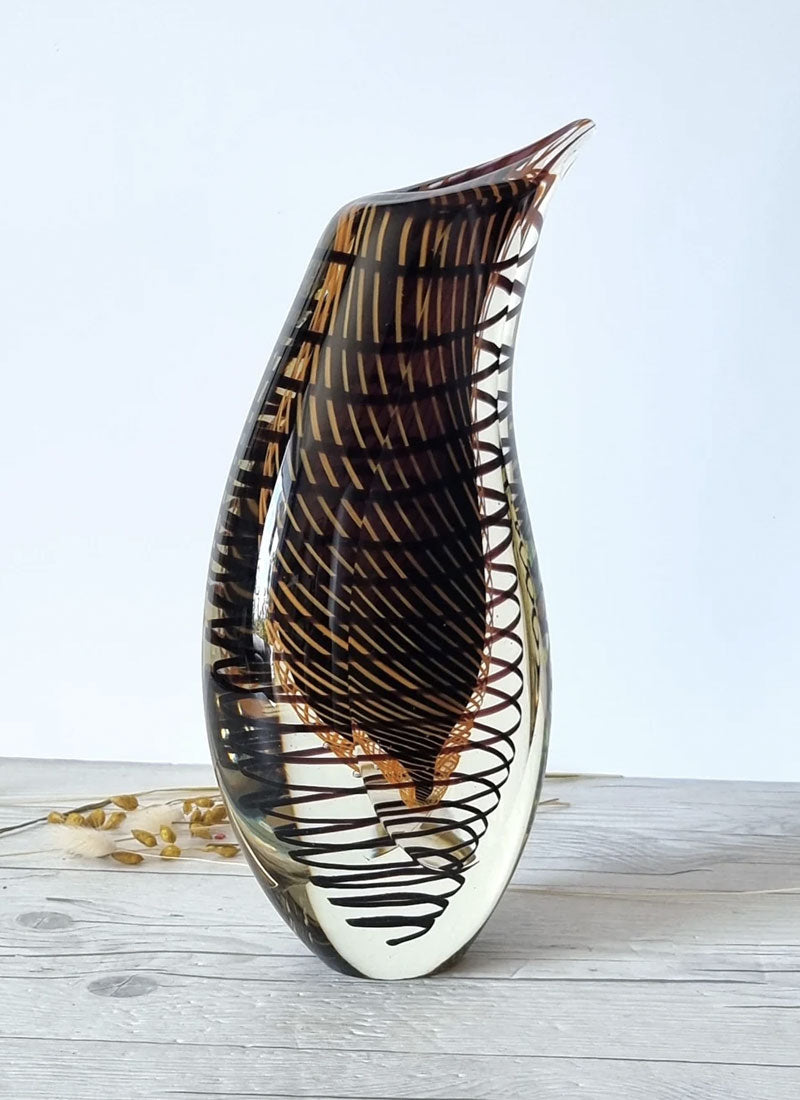 Haute Curature Stanislav Libensky att. Suspended Network Sommerso Art Glass Vase, 1970s