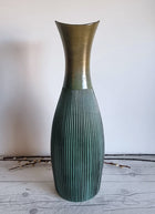 Haute Curature Hjordis Oldfors for Upsala Ekeby 1958 Palma Series Textured Gold and Teal Floor Vase, Sweden