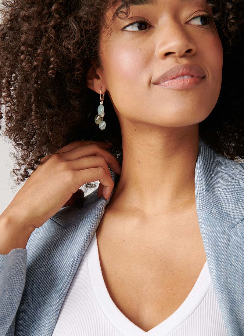 Margo Morrison Faceted Labradorite and Moonstone Earrings