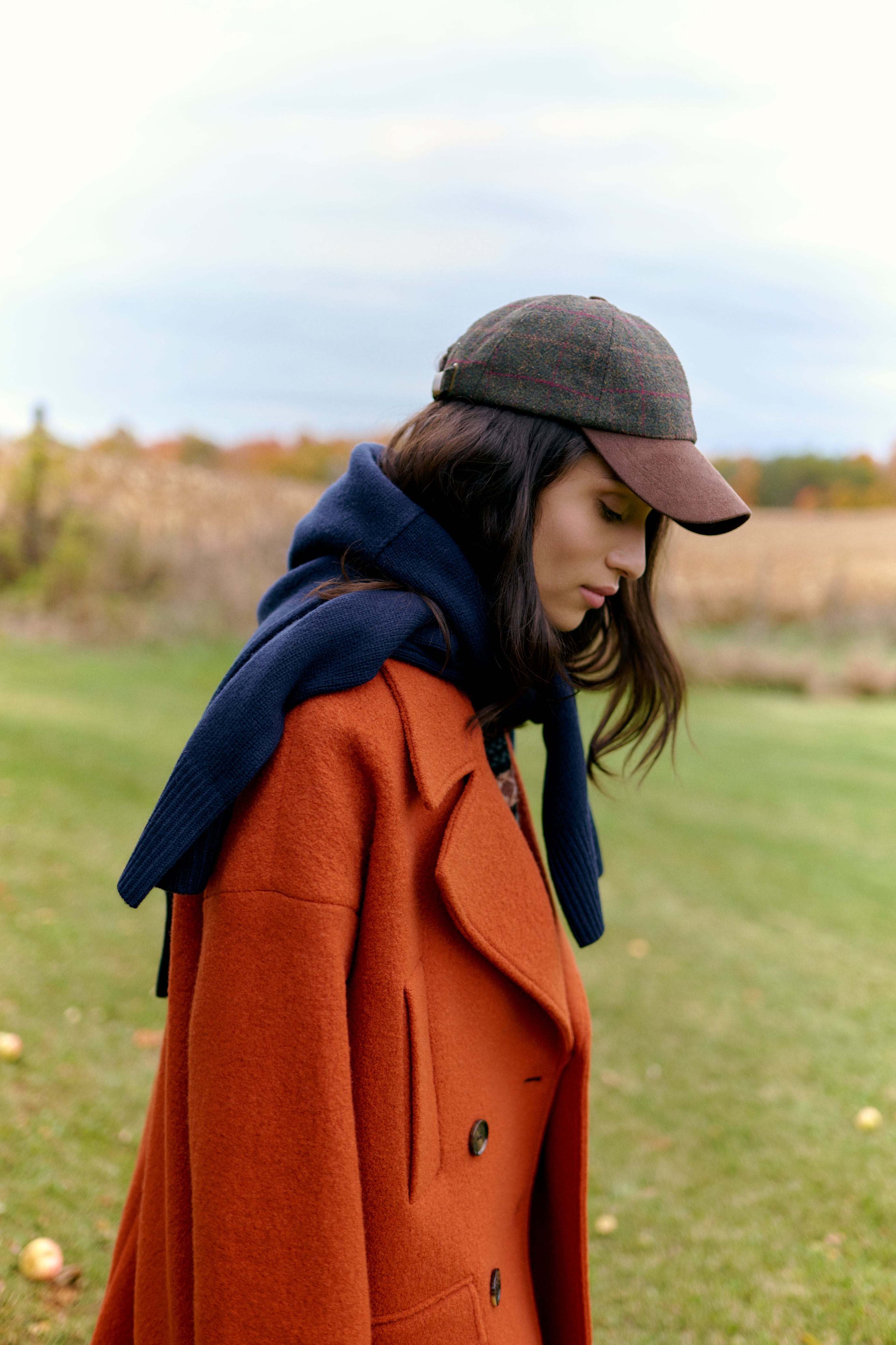 The Barbour Blyth Wool Coat, Vince Fair Isle Polo Sweater, Smythe Owl Bootcut Jeans, and Soft Goat Boyfriend Turtleneck