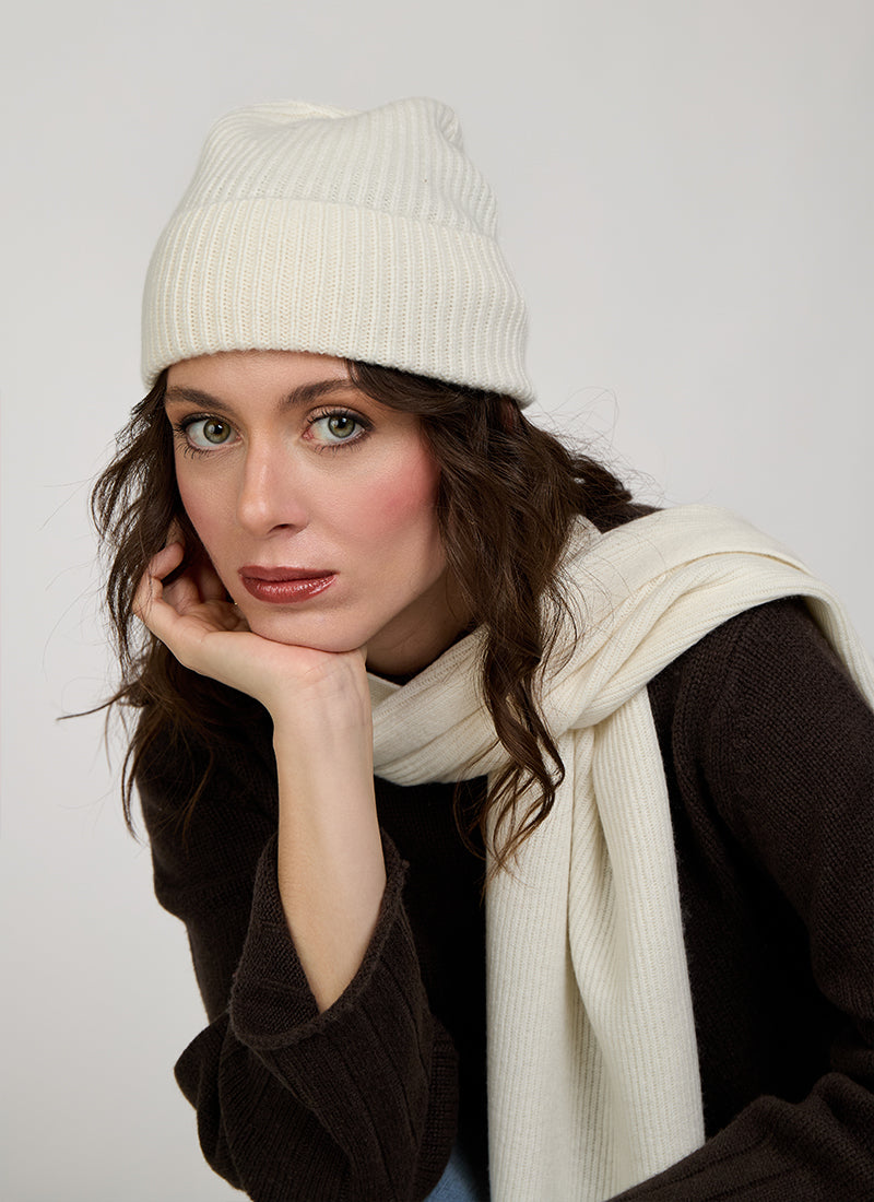 Cashmere Rib Knitted Beanie by Andrews 