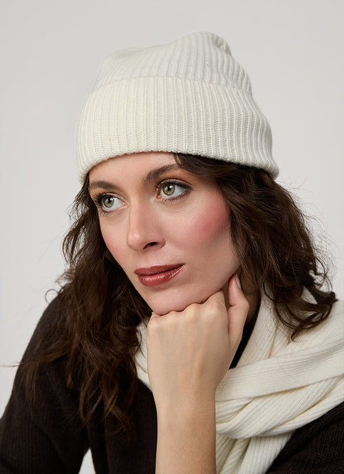  Cashmere Rib Knitted Beanie by Andrews 