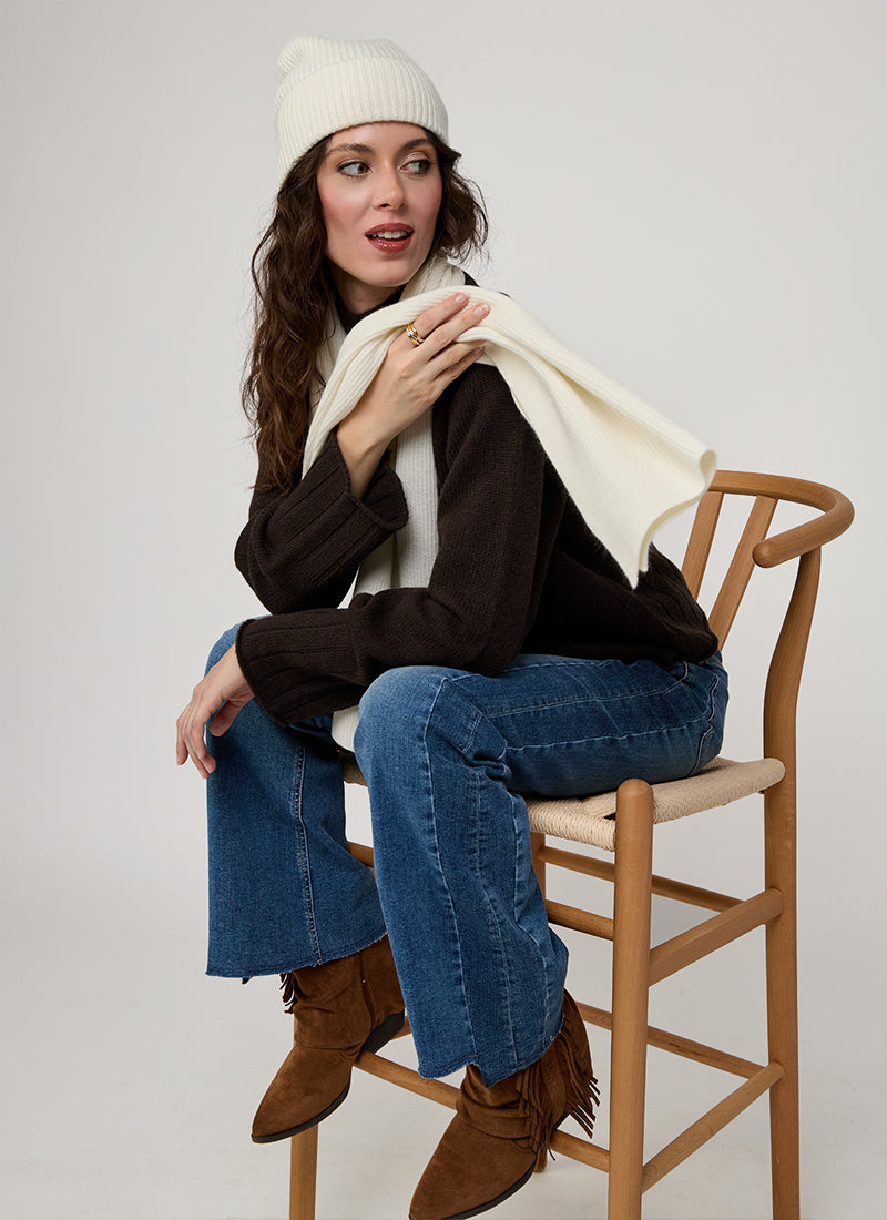  Cashmere Rib Knitted Beanie by Andrews 