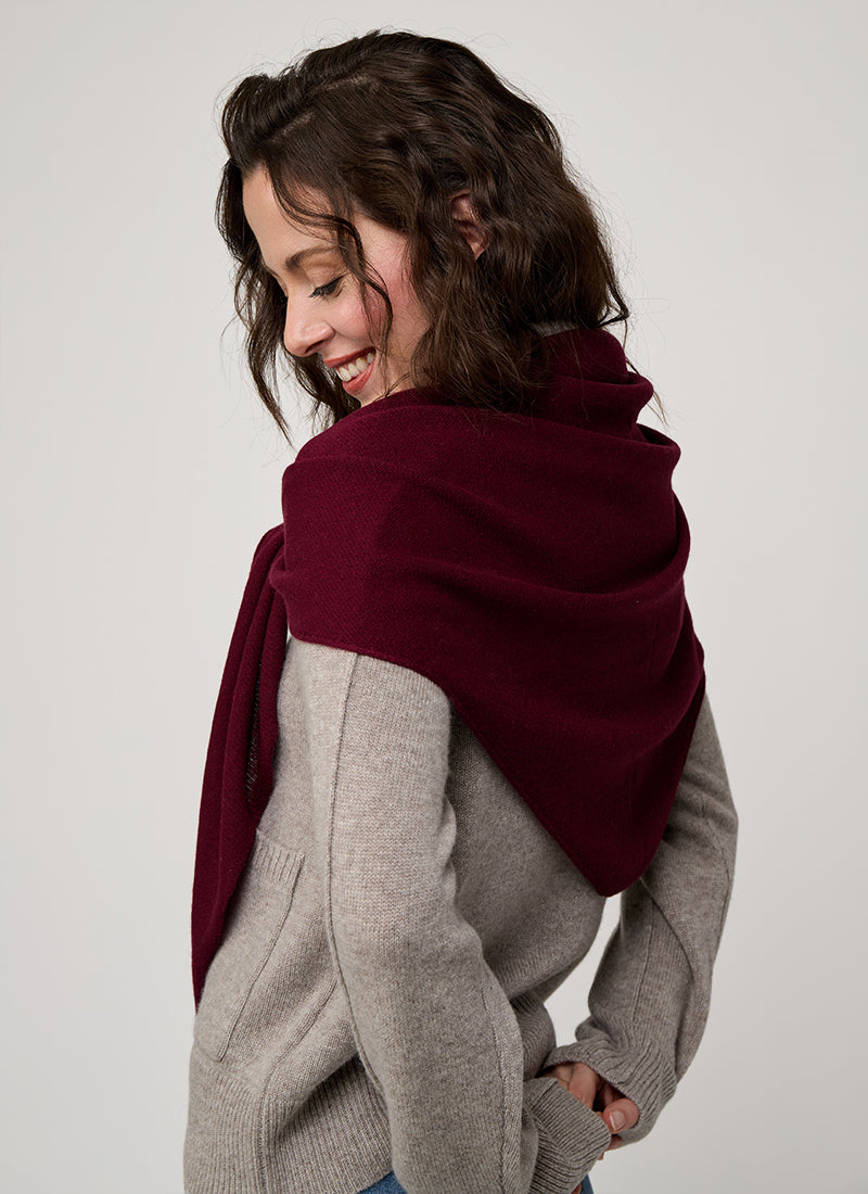  Cashmere Triangle Scarf Burgundy by Andrews 