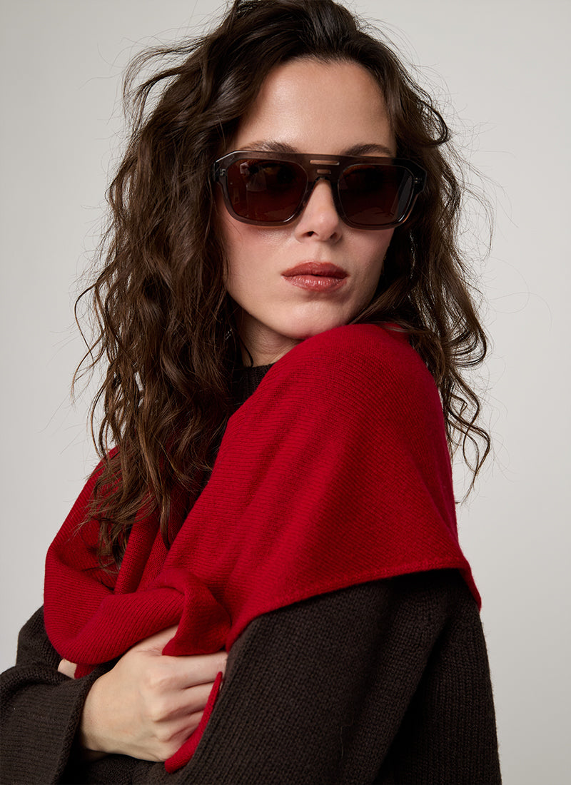 Cashmere Triangle Scarf Crimson by Andrews