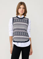 Autumn Cashmere 2 Tone Jacquard Sleeveless Knit Vest
