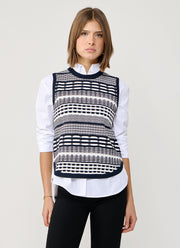 Autumn Cashmere 2 Tone Jacquard Sleeveless Knit Vest