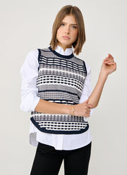 Autumn Cashmere 2 Tone Jacquard Sleeveless Knit Vest