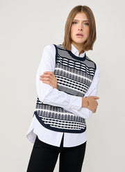 Autumn Cashmere 2 Tone Jacquard Sleeveless Knit Vest