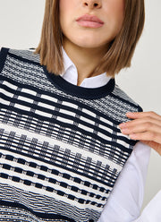 Autumn Cashmere 2 Tone Jacquard Sleeveless Knit Vest