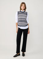 Autumn Cashmere 2 Tone Jacquard Sleeveless Knit Vest