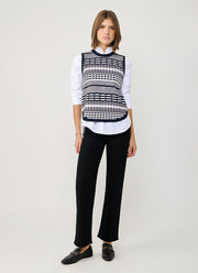 Autumn Cashmere 2 Tone Jacquard Sleeveless Knit Vest