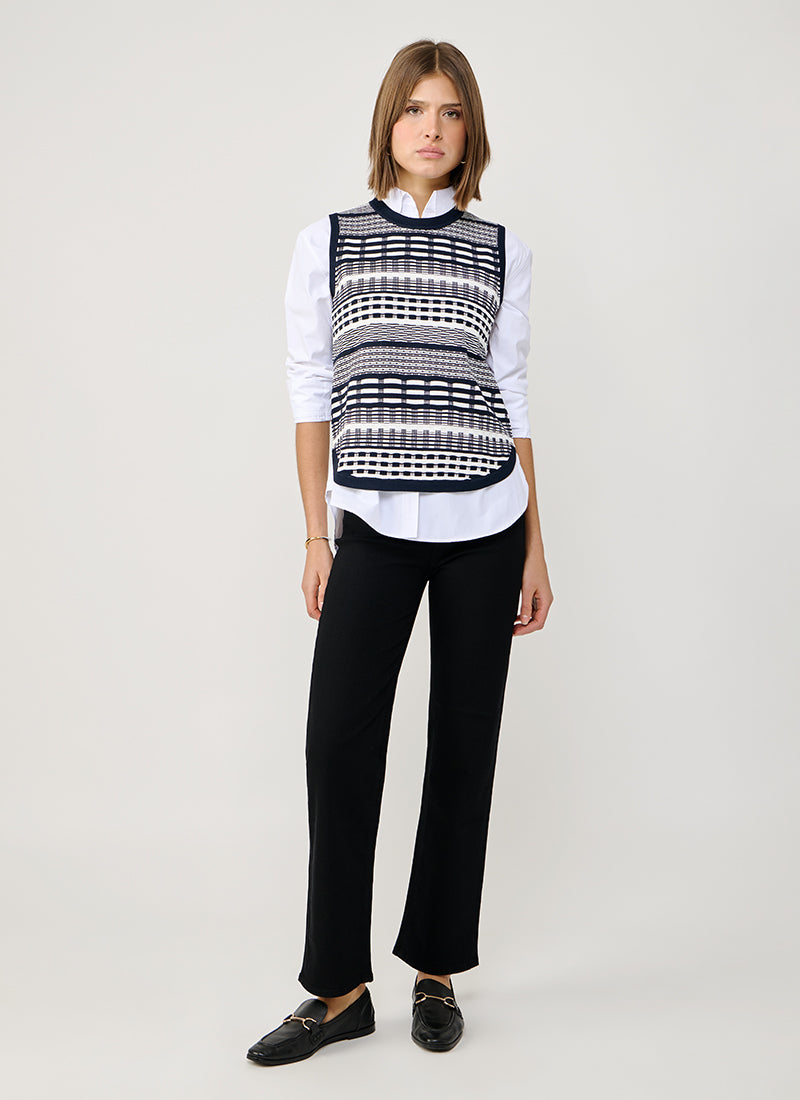 Autumn Cashmere 2 Tone Jacquard Sleeveless Knit Vest