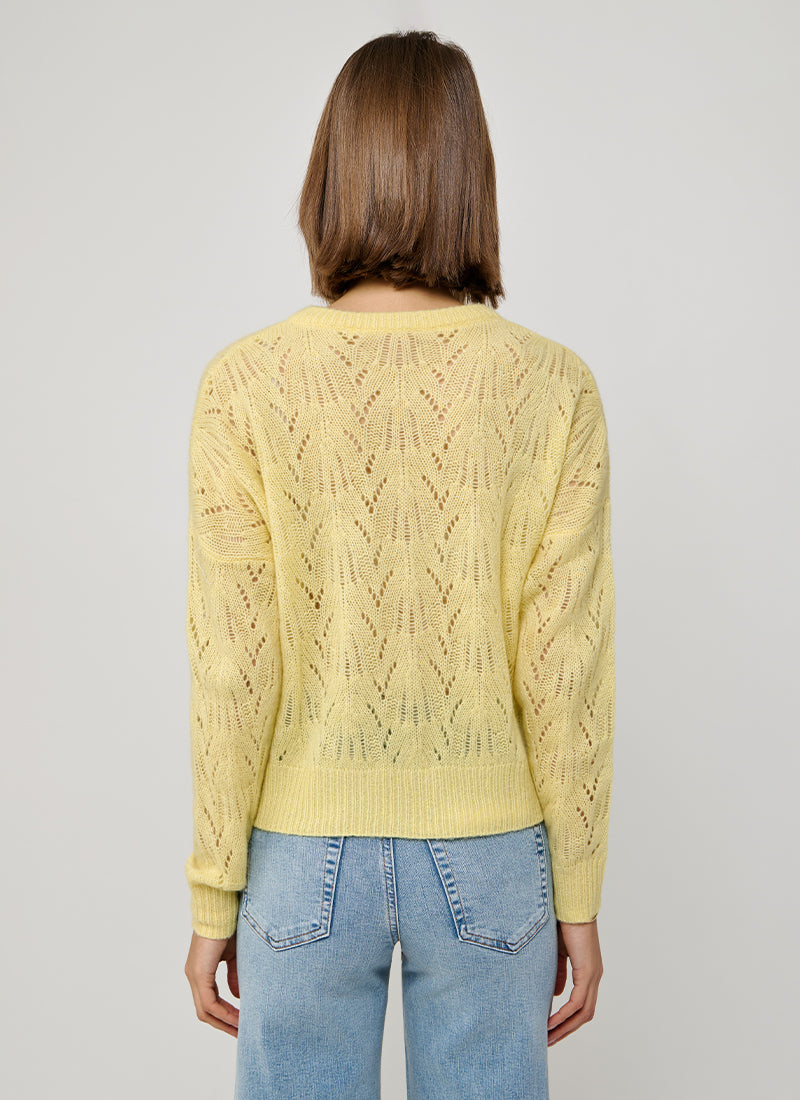 Allover Pointelle Cashmere Long Sleeve Sweater