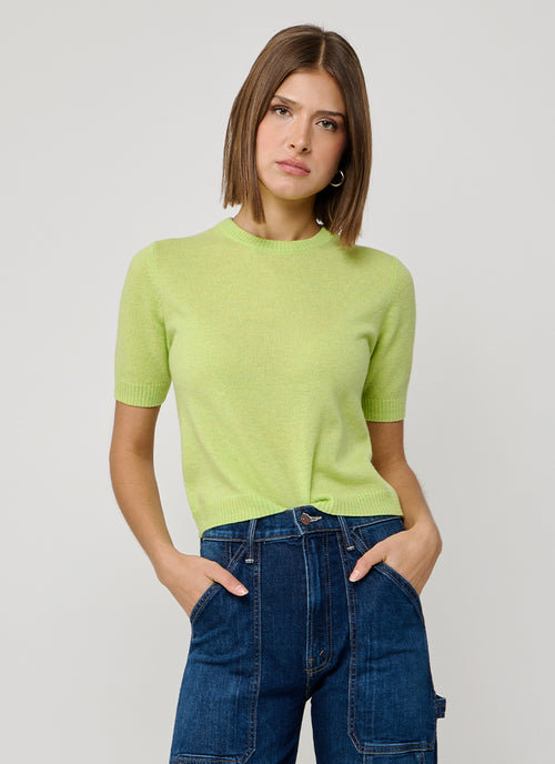 Crop Cashmere Short Sleeve Crew Top