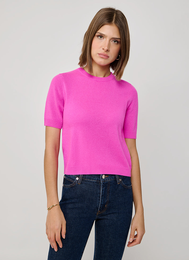 Crop Cashmere Short Sleeve Crew Top