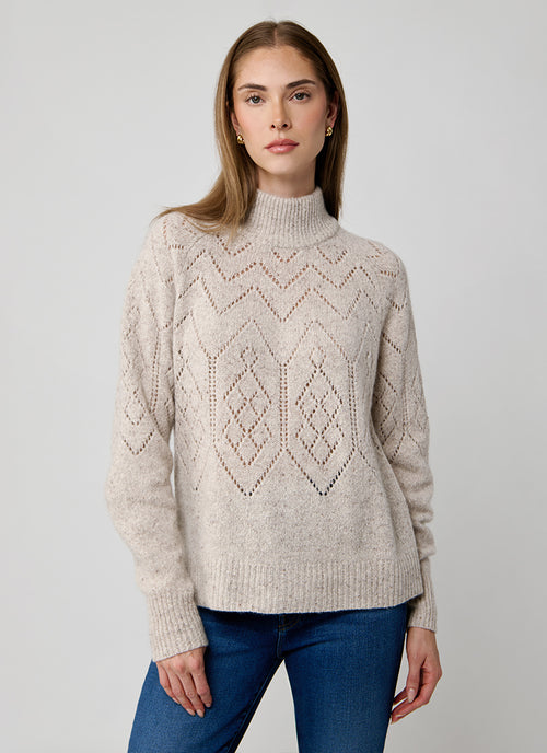 Autumn Cashmere Pointelle Mock Neck Sweater