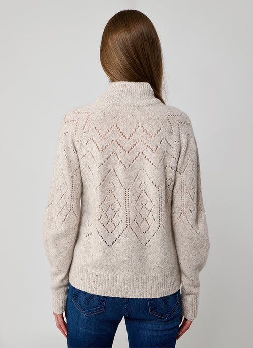 Autumn Cashmere Pointelle Mock Neck Sweater