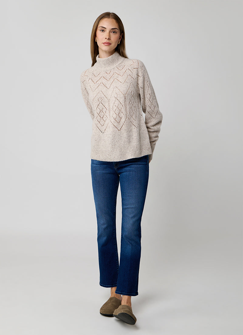 Autumn Cashmere Pointelle Mock Neck Sweater