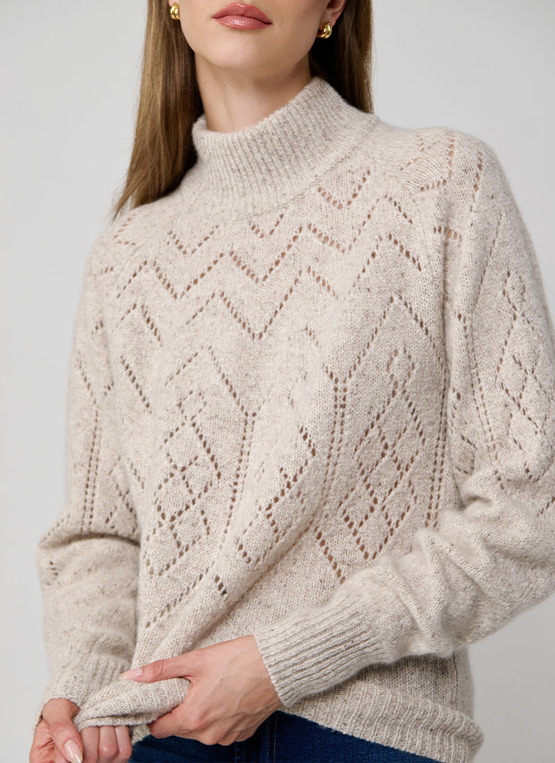 Autumn Cashmere Pointelle Mock Neck Sweater