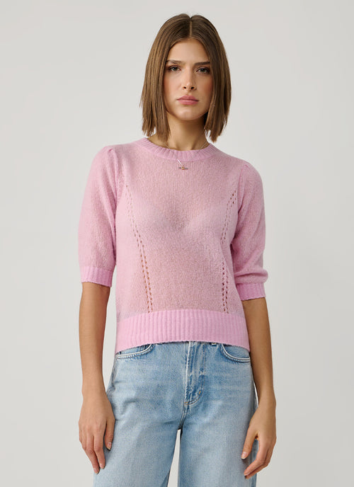 Short Sleeve Pointelle Sweater