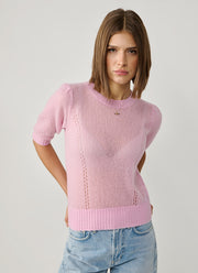 Short Sleeve Pointelle Sweater
