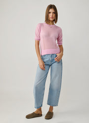 Short Sleeve Pointelle Sweater