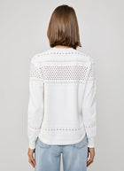 Autumn Cashmere Pointelle Stitch Crew Long Sleeve Sweater