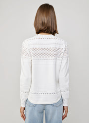 Autumn Cashmere Pointelle Stitch Crew Long Sleeve Sweater