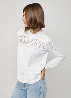 Autumn Cashmere Pointelle Stitch Crew Long Sleeve Sweater