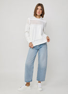 Autumn Cashmere Pointelle Stitch Crew Long Sleeve Sweater