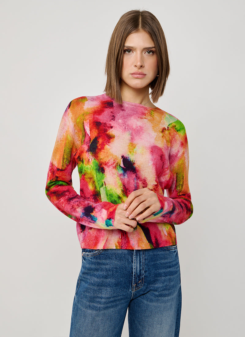 Watercolor Print Cashmere Sweater