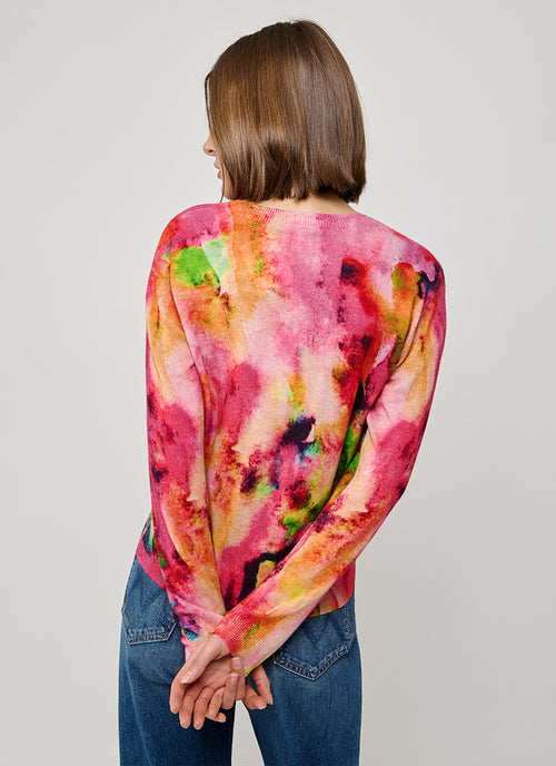 Watercolor Print Cashmere Sweater