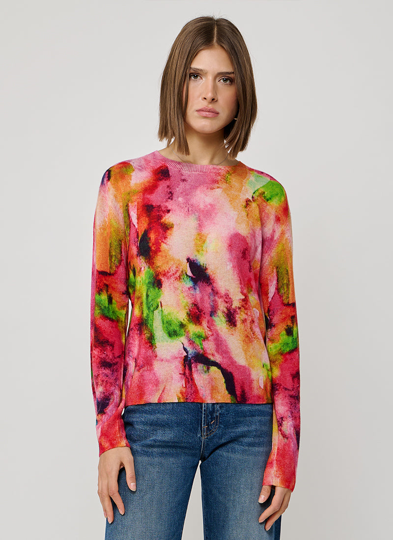 Watercolor Print Cashmere Sweater