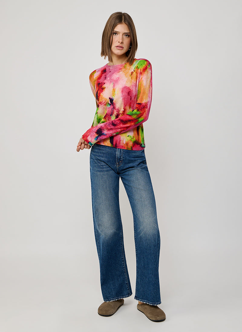 Watercolor Print Cashmere Sweater