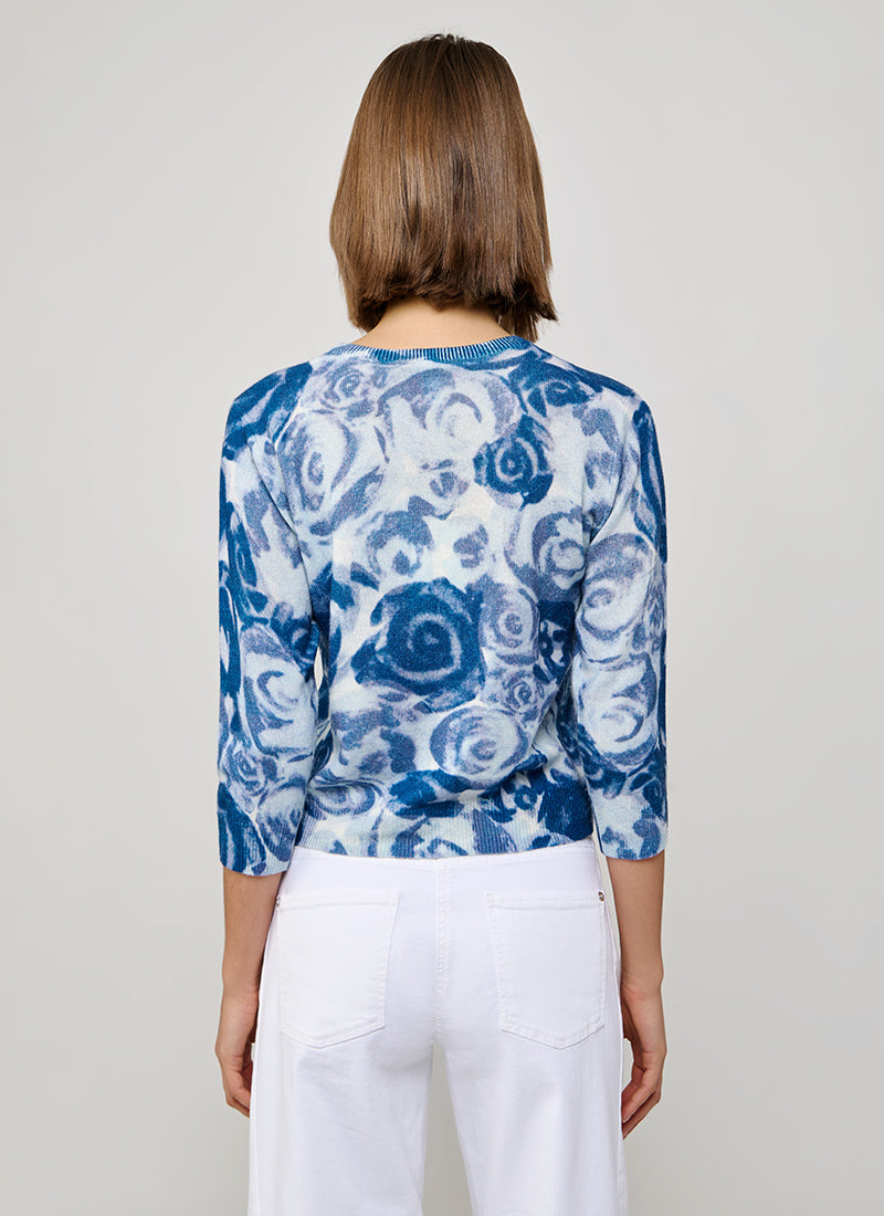 Autumn Cashmere Watercolor Rose Baby Cardigan