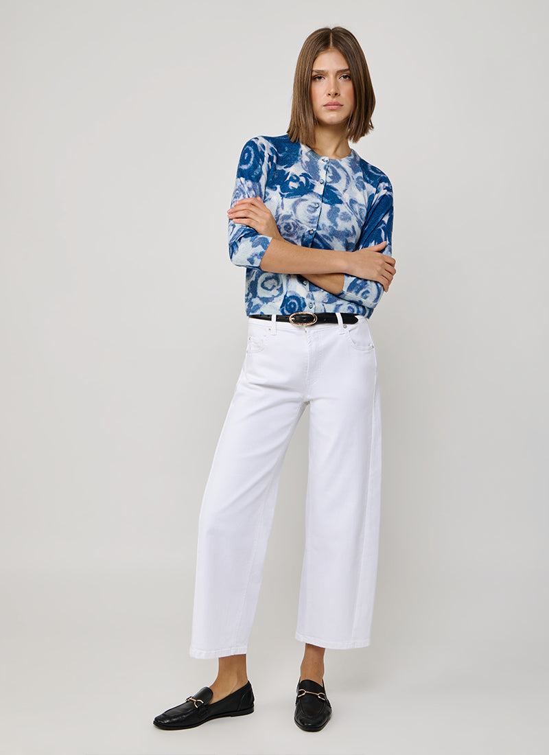 Cambio Oria Pure White Wide Leg Jeans