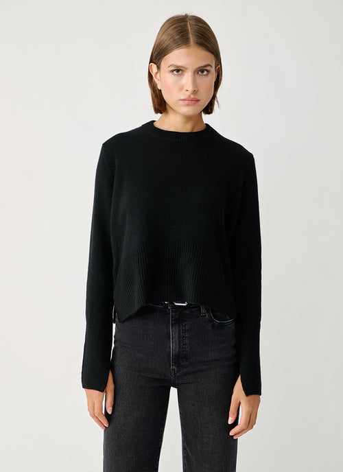 Cropped Boxy Crew Sweater