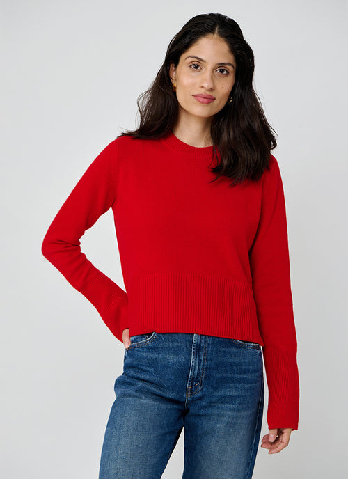 Autumn Cashmere Cropped Boxy Crew W Slits