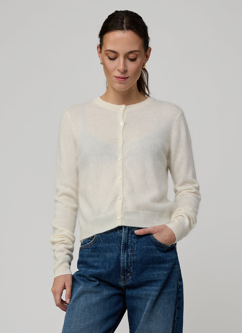Long Sleeve Brushed Baby Cardigan by Autumn Cashmere