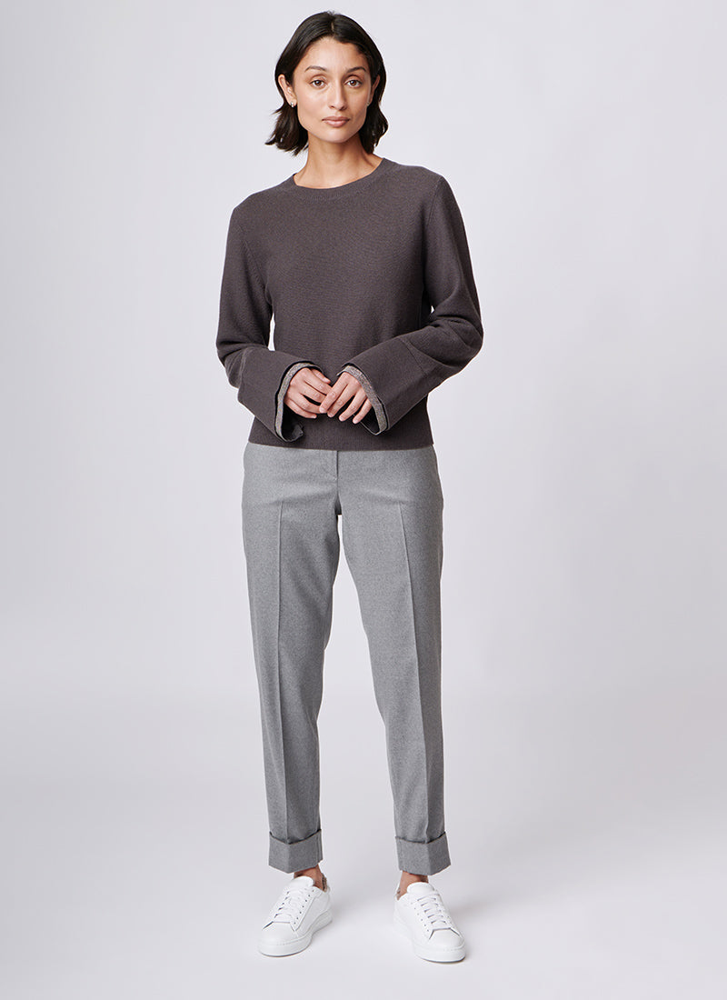 Fabiana Filippi Cashmere and Silk Cropped Crewneck Sweater