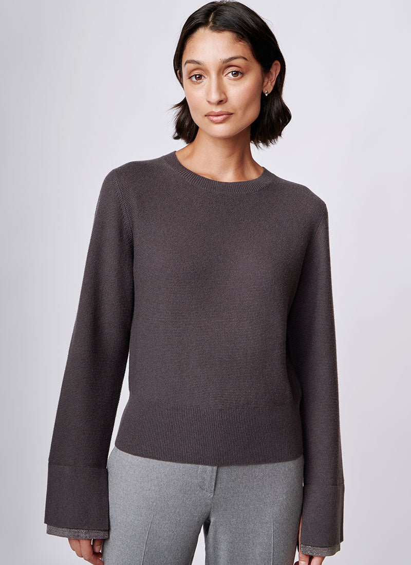 Fabiana Filippi Cashmere and Silk Cropped Crewneck Sweater