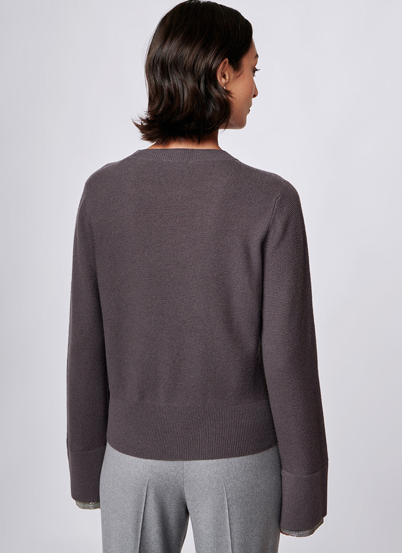 Fabiana Filippi Cashmere and Silk Cropped Crewneck Sweater